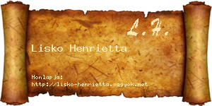 Lisko Henrietta névjegykártya